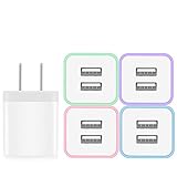 Power-7 USB Wall Charger, 5-Pack 2.1A Dual Port USB Charger Plug Power Adapter Charging Block Cube for Phone Xs Max Xs XR X 8 7 6S 6 Plus 5S, Pad, Samsung Galaxy S8 S7 S6 Edge, LG, Moto, Android Phone