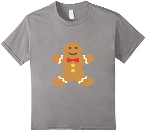 Kids Gingerbread Man Emoji T-Shirt Bow Tie Shirt 6 Slate
