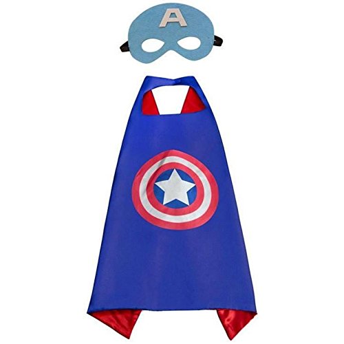 JDProvisions Captain America Blue Kids Cape and Mask Set