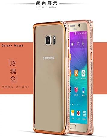Note 5 Case,Diamond Crystal Bling Aluminum Metal Bumper Hard Rose Gold Case Cover for Samsung Galaxy Note 5(Rose Gold)