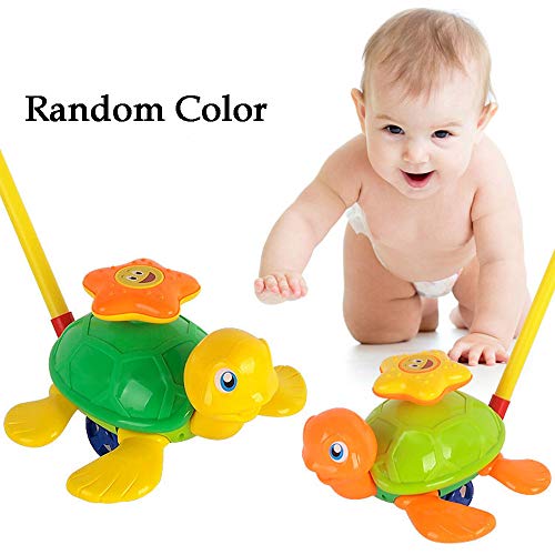 O-Toys Baby Push and Pull Toy Funny Turtle Push Walker for Kids Toddlers Infants Trolley Early Education Learning Walking Toys Boys Girls 12 Months to 4 Years