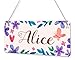 Beenanas Watercolour Flowers and Butterfly Personalised Childs Bedroom Door Sign Name Plaque