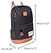 Moolecole Leather & Canvas Backpack School Bag Laptop Backpack with Cat's Ears Design,Set with 1pc Wallet (Black)