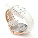 Top Plaza Fun Animal Series Twelve Cute Cats Scale Rose Golden Case PU Leather Strap Womens Girls Quartz Wrist Watch,White