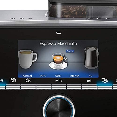 Siemens EQ.9 Plus Connect s500 TI9553X1RW – Machine à café automatique connectée avec écran tactile – Permet de préparer deux tasses simultanément – Mode Barista – Couleur : Inox