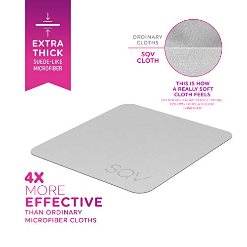 Premium Microfiber Cleaning Cloth 6x6 & 12x12 - Extra Soft Suede Feel Lint Free Cloths for Eyeglasses & Glass - Compatible with iPad, iPhone, Tablet, TV, LCD, Camera Lens (6 Small - 2 Large, Grey)