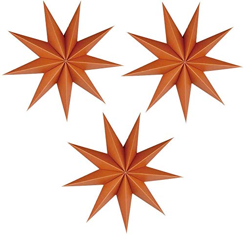3 Pieces 9-Pointed White Paper Star Christmas Decorations Ceiling Tree Decorations Room Hanging Hanging Lampshade Christmas Holiday, Baby Shower,Weddings, Birthday Party Decorations (Orange)