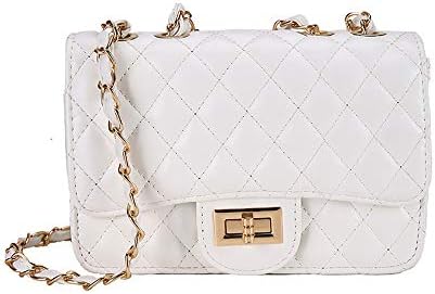 Women's fashion rhombic chain shoulder bag (Plaid White)