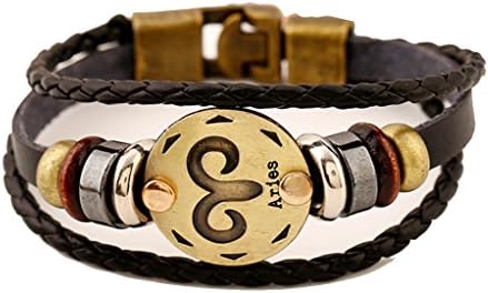 vivir La Vida Multi-layer 12 Zodiac Signs Constellation Astrology Leather Bracelet for Women and Men