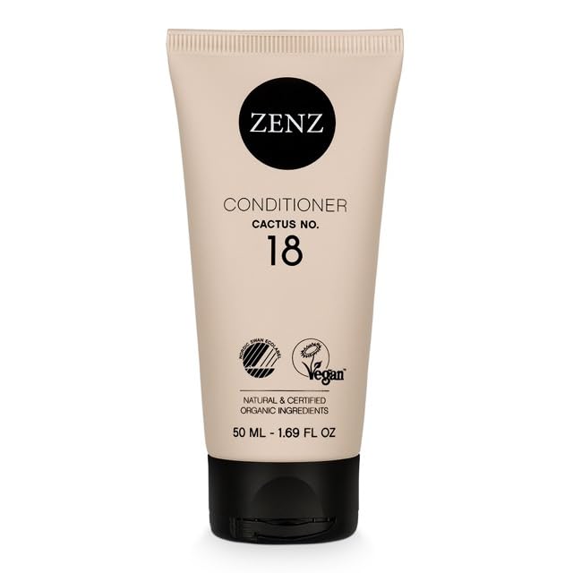 ZENZ | Conditioner | Cactus no. 18 | 50 ml | Travel Size | Scent of Peach & Cedarwood | Organic Aloe Vera, Glycerin, Avocado Oil & Pear Cactus |Suitable For Normal, Dry & Curly Hair
