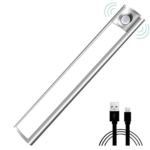 LED Under Cabinet Lighting Daylight White 6500k Hnlife,USB Rechargeable 33-LED Motion Sensor Closet Light Wireless Under Cabinet Light,240mm Bar, 4 Sensor Modes, Portable for Closet, Cabinet, Wardrobe