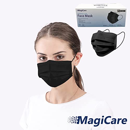 MAGICARE Black Disposable Face Masks Soft White Inner layer