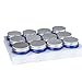 12 pack 2oz Empty Blue Glass Round Jars bottles,Cosmetics bottles,with White Inner Liners and Sliver Lids.Glass Jars Prefect for Cosmetics and Face cream Lotion.