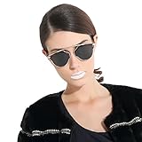 CHB Women's HD Mirrored Lens Creative Metal Frame Street Fashion Designer Polarized Sunglasses UV400 with Case