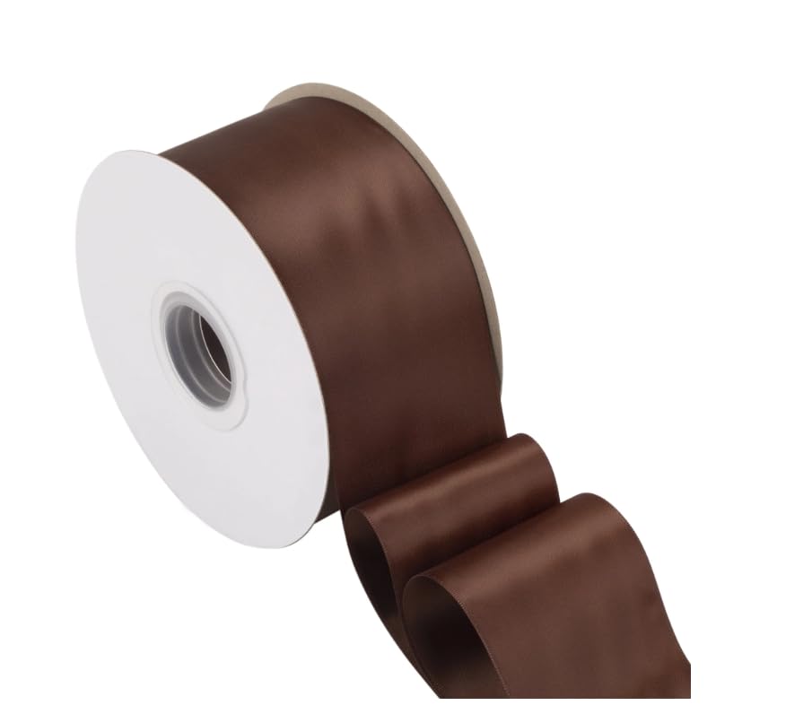Photo 1 of 1 1/2 Inch Solid Satin Ribbon, 100 Yards Satin Ribbon for Gift Wrapping Floral Bouquets Wedding Party Decoration Handmade Bows and More (Brown)