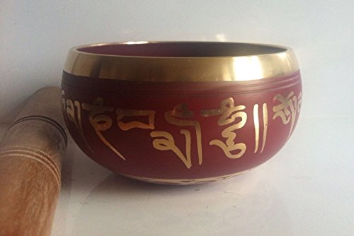 4 Inches Hand Painted Metal Tibetan Buddhist Singing Bowl Musical Instrument for Meditation with Stick and Cushion