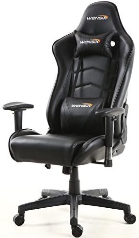 WENSIX Ergonomic High Back Computer Gaming Chair for PC Racing Chairs with Adjustable Headrest and Backrest (Black-02)