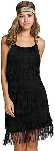 OYTRO Fashion Women Straps Dress Tassels Glam Party Dress Gatsby Fringe Flapper Costume Dress Dresses