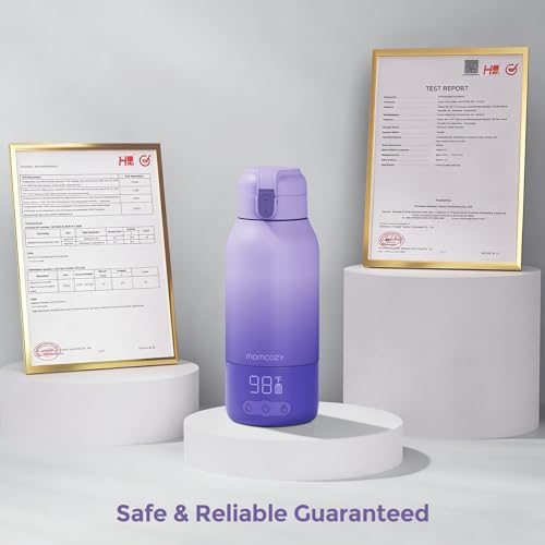 Momcozy Portable Bottle Warmer for Breast Milk, Baby Travel Essentials | Fast Heating with Nutrients Preserved, Precise Temp Control, Dual Heating Modes for Breast Milk & Water, 17OZ Large Capacity