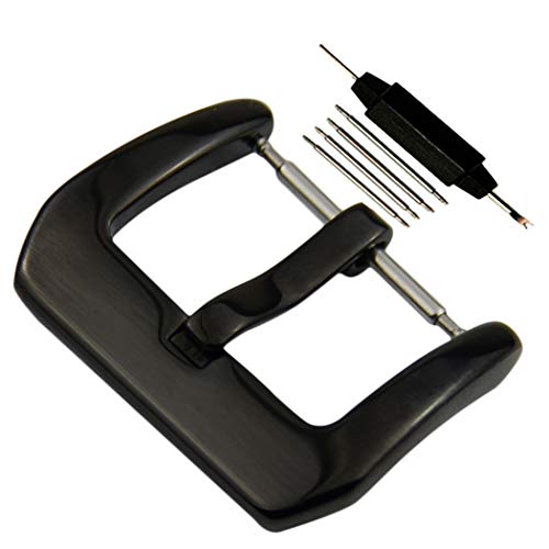 ZLIMSN Thich Buckle Stainless Steel Finished Watch Band Clasp Watchbands Wristwatch Repair Tool Replacement (Black Polished Width 26mm)