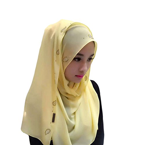 Meijunter Muslim Women Chiffon Drill Dark Buckle Models Head Scarf Islamic Hijab