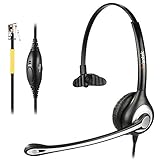Wantek Corded Telephone Headset Monaural with Noise Canceling Mic for Yealink T19P T20P T21P T22P T26P T28P Avaya 1608 9640 Cisco 7905 Grandstream Snom Huawei AltiGen Panasonic KXT IP Phones(F600Y1)