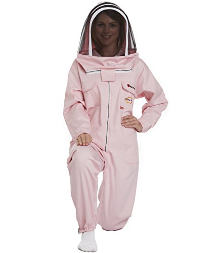NATURAL APIARY - Max Protect Beekeeping Suit - 100% Fine Pink Cotton Beekeeper Suit & Veil - Maximum Protection - Professional & Beginner Beekeepers - Medium