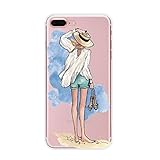 iPhone 7 Case, Axiba Girl Printed Transparent TPU Carring Case Cover for iPhone 7 Regular 4.7 Inch Version (Style O)