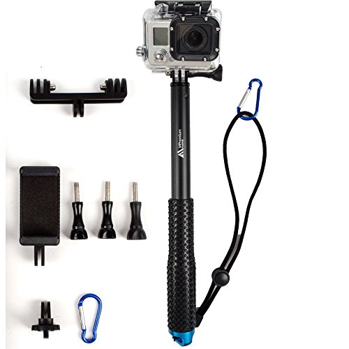 ProsPole Extendable Pole an Aluminium Telescopic Monopod Extension & adjustable Selfie Stick for Gopro Hero 4 Session Black Silver Hero 2 3 3+ 4 and other Action Cameras (Blue 37