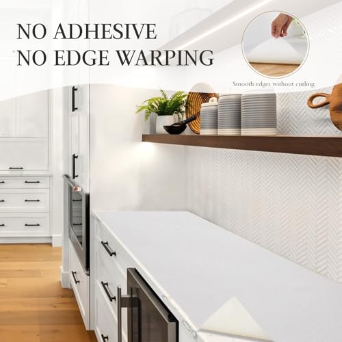 Beautysaid Shelf and Drawer Liner for Kitchen Cabinet, Non Adhesive Non Slip Shelf Paper Waterproof Washable Thickened for Dresser Pantry Shelve Bathroom Protector Liner(White,12 in x 10 FT)