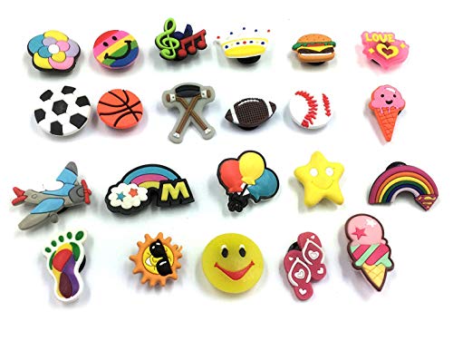 Efivs Arts 20+pcs Different Shape Shoes Charms Fits for Croc Shoes & Wristband Bracelet Party Gifts