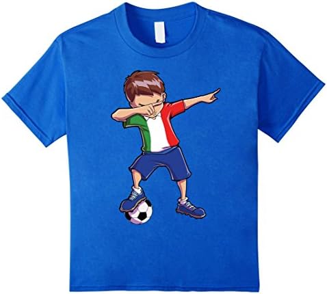 Kids Dabbing Soccer T shirt for Boys Italy Italian Football Gifts 6 Royal Blue