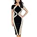 Goddessvan Women's Short Sleeve Patchwork Slim Bodycon Business Pencil Dress