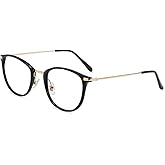 Firmoo Blue Light Glasses, Vintage Overall Round Readers Lightweight Computer Eyewear Frame for Women/Men