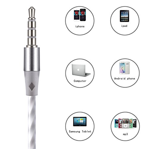 In-Ear Earbuds With Selfie, Kicoeoy Wired Earphones Stereo Bass Headphones Noise Cancelling Headset With Built-in Mic and Volume Control 3 Extra Silicone Ear buds(S/M/L) (Silver)