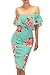 Vivicastle Women's USA Off Shoulder Ruffle Bodycon Fitted Midi Dress (Large, D2, Multi)