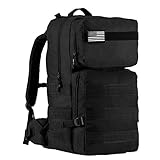 Aurosports 55L Tactical Backpack Military Assault Pack Molle Bug Out Bag Super Large Waterproof Rucksack Backpacks for Outdoor Hiking Camping Hunting Big Dark Black