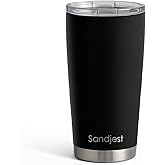 SANDJEST Black Tumbler 20oz Stainless Steel Double Wall Vacuum Insulated, Travel Coffee Cup, Gifts for Men Women Birthday Christmas
