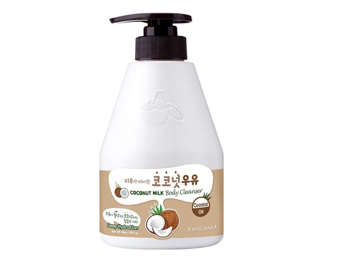 WELCOS KWAILNARA Coconut Milk Body Cleanser 560g | Deep Moisturising & Nourishing Body Wash | Korean Beauty Hydrating Shower Gel with Coconut Extract for Soft, Smooth & Radiant Skin