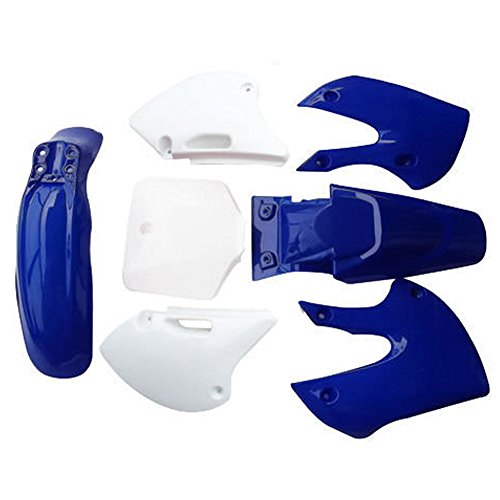 JCMOTO Motorcycle Dirt Bike Body Plastic Fender For SSR Coolster BBR Various Colors (4 blue&3 white)