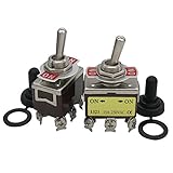Taiss / 3 Pcs Univeral Heavy Duty 20A 125V ON/ON 6 Terminals 2 Position DPDT Rocker Toggle Switch + Waterproof Boot Cap Cover （ 2 Years Warranty） ten-1321