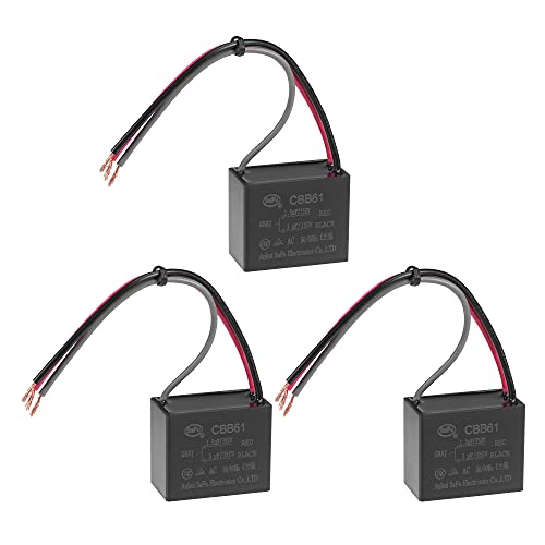 uxcell Ceiling Fan Capacitor CBB61 1.5/3uF 350V AC 3 Wires Metallized Polypropylene Film Capacitor 38x31x21mm for Electric Fan Pump Motor Generator 3Pcs: Industrial & Scientific