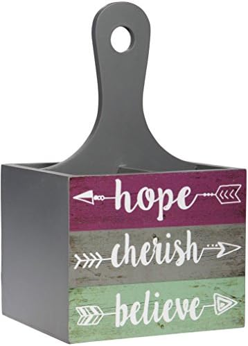 Inspirational Arrow 4 Section Wooden Utensil Caddy , Flatware Caddy Organizer Set for Home &amp; Parties