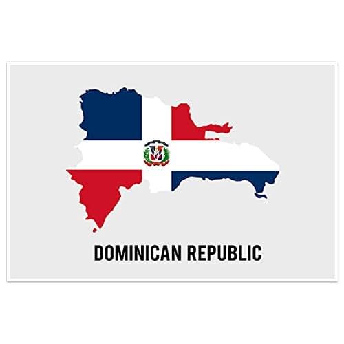 Dominican Republic Flag With Country Shape Wall Art Poster
