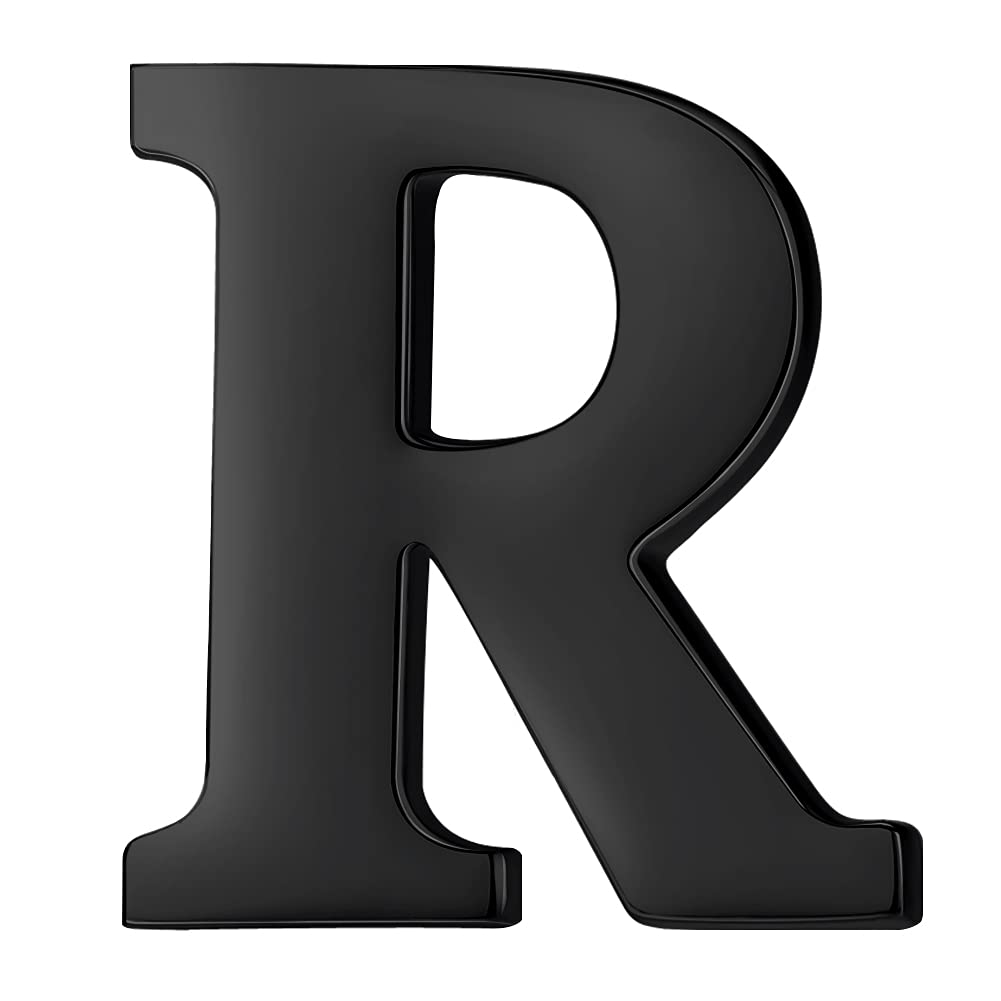 HONEY BEAR 1pc Alphabet Letters A to Z Collar Brooch Label Pins Badge for Mens' Suit/Women's Shirt for Business Gift,Black R 0.59in