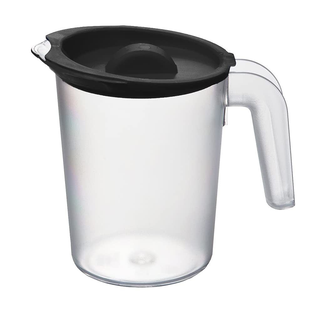 Roltex Small 500ml Plastic Frosted Clear Jug and Black Lid Reusable Virtually Unbreakable