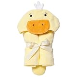 Elegant Baby Bath Time Gift Hooded Towel Wrap, Yellow Ducky
