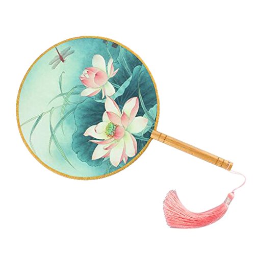 Kylin Express Elegant Hand Fan Aulic Circular Fan Chinese Fans Handheld Fan Mandarin Fan K - Thumbnail 2