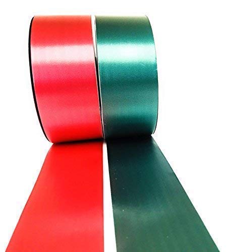 INERRA Ribbon Multipack - 2 x 100 Yard Rolls (Red & Hunter Green) Wedding Flowers Gift Decoration & Christmas