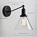 PERMO Industrial Vintage Slope Pole Wall Mount Single Sconce with Funnel Flared Clear Glass Shade Wall Sconce Light Lamp Fixture (Black)